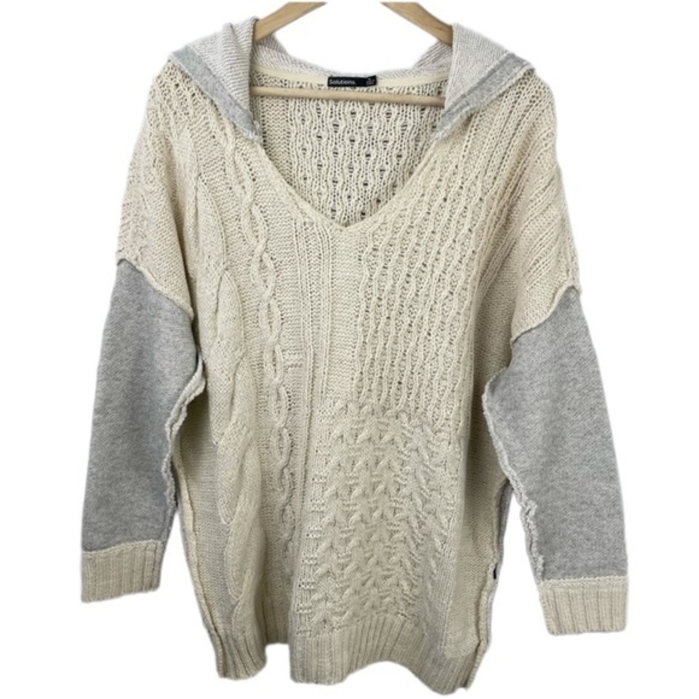Solutions Oversized Patchwork Knit Sweater - image 1